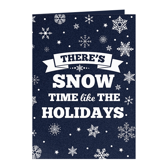 Snow Time Vertical Folded Shimmer Holiday Cards